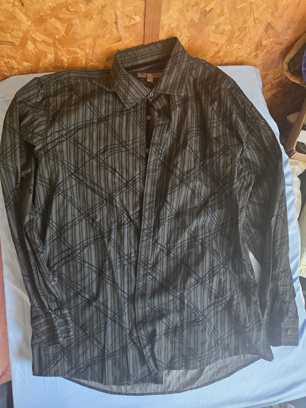 Men's Black Patterned Dress Shirt - Brand Unspecified